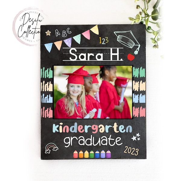 Personalized Kindergarten Graduation Gift Photo Frame, Kinder Grad Gift, PreSchool Grad Gift, chalkboard Grad Gifts, Rainbow Kindergarten