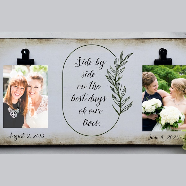 Best Friends, Mom and Daughter, Mother, Sisters, Family Frame, Side,Two Photos, Rustic Picture Frame with 2 photo slots, floral Wedding