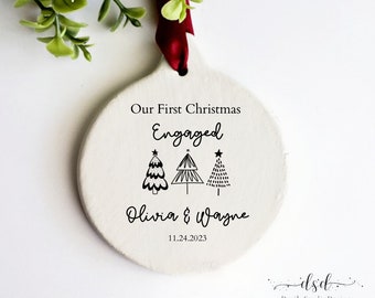 Personalized Our First Christmas Ornament Engaged Christmas Married Christmas Trees Engagement Gift Wedding Gift Christmas