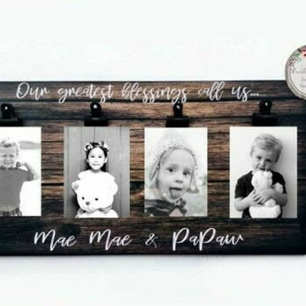 Grandparent Gift, Our Blessings Call us, Grand, Grandparent Picture Frame, Grandchildren picture frame, Grandkids gift, holds 4 photos,
