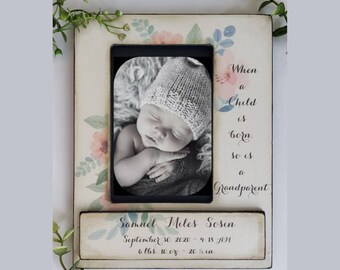 New Grandparent Gift First Grandchild Grandparent Picture Frame  Pregnancy Reveal When A Child Is Born Grandparents Frame Floral