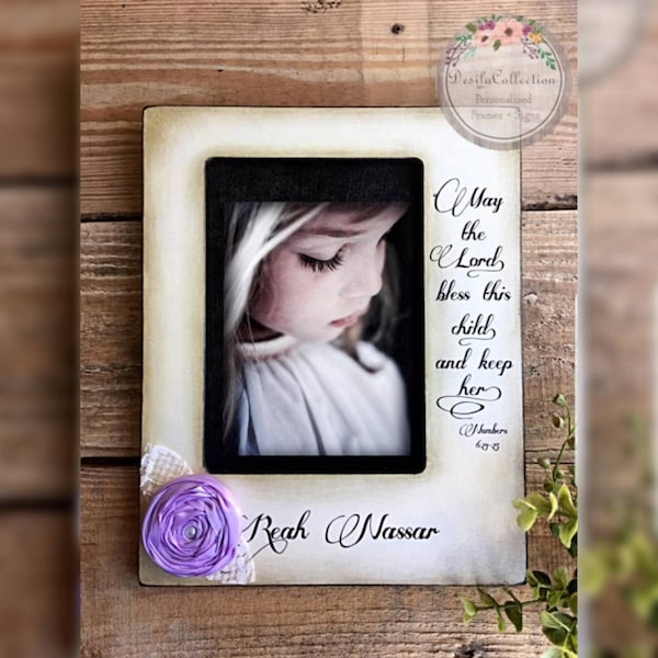 May the Lord Bless this child and keep her, Personalized Picture Frame, Christian Picture Frame for Kids, Bible verse Frame, Kids room Decor