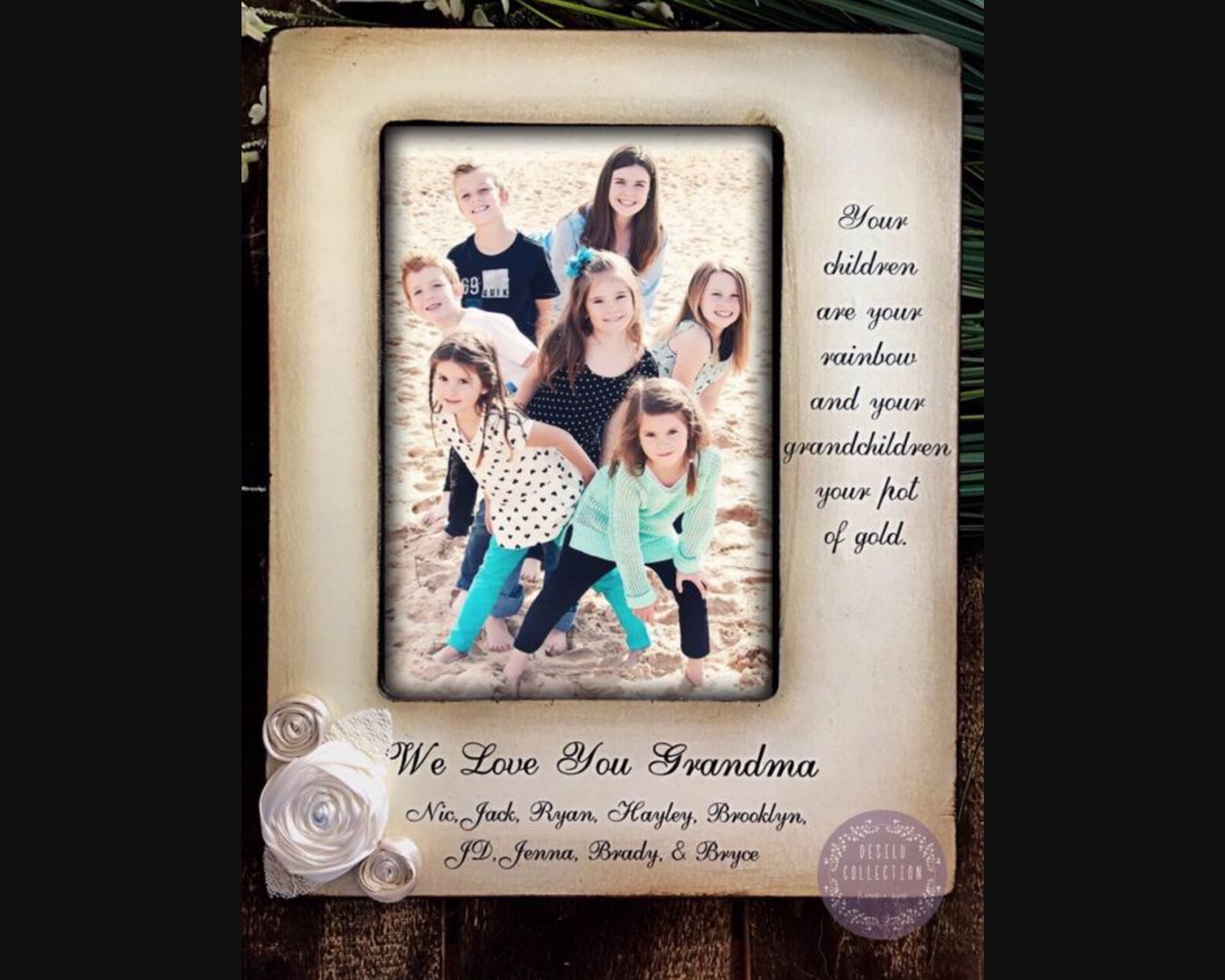 Personalised Grandchildren Portrait Wooden Photo Frame 4x6 5x7 8x10
