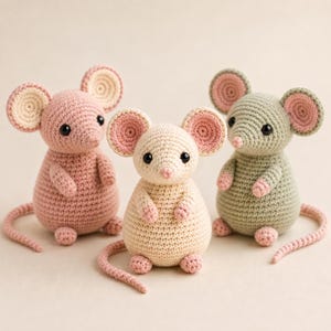 3-in-1 Amigurumi Mouse Trio Crochet Pattern PDF,Amigurumi Mouse Crochet Pattern ,Amigurumi Mouse Keychain,Crochet Mouse Pattern,
