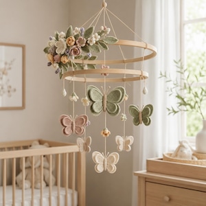 Virkat mönster för fjärilsmobiler, salvia boho barnrumsdekor (PDF-nedladdning)