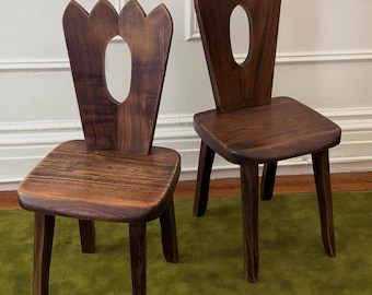 Pair of Vintage 1960's French Brutalist King Chairs, Attributed to Olavi Hanninen