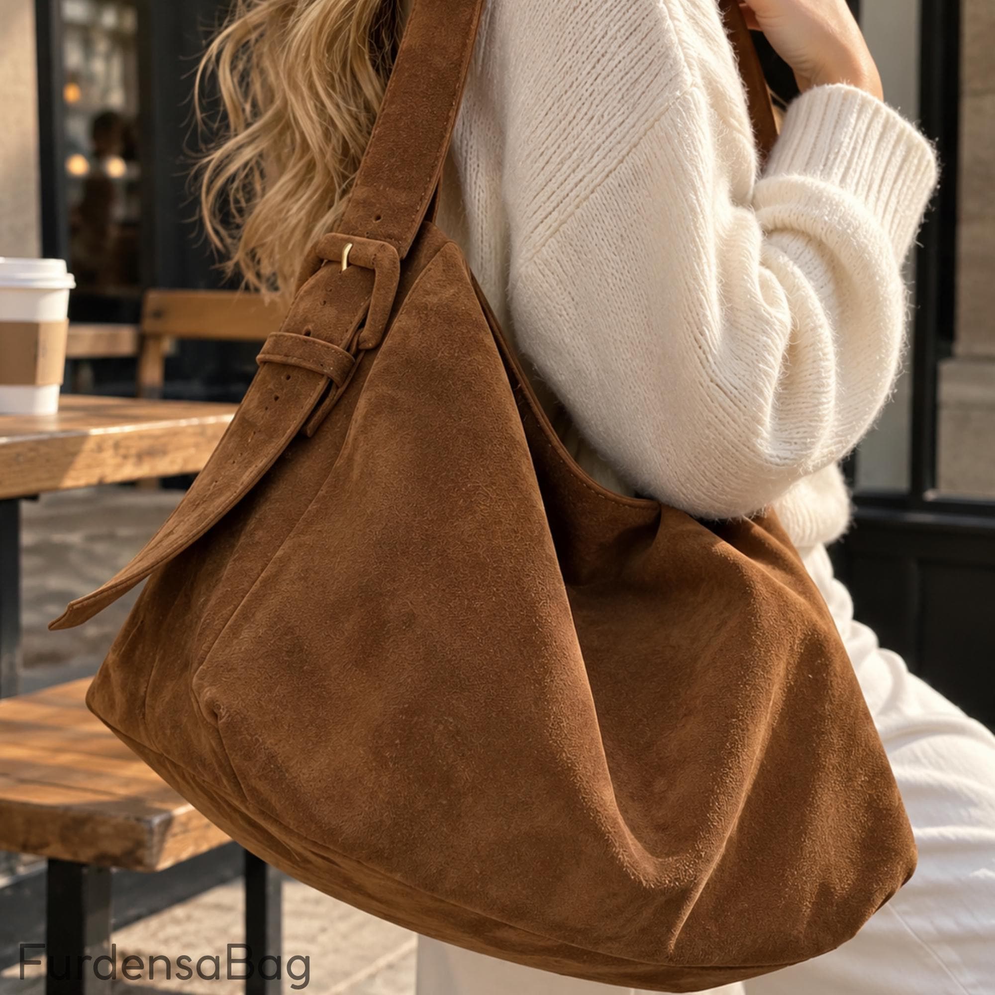 Brown Suede Bag With Buckle - Etsy