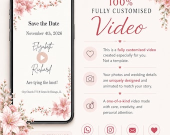 Custom Animation Save the Date Video Invitation | Personalized Wedding Announcement (Digital)