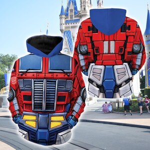 Optimus Prime Cosplay Zip Up Hoodie, 3D Printed Robot Armor Costume Jacket, Transformers Fan Gift, Theme Park Outfit, Halloween Costume