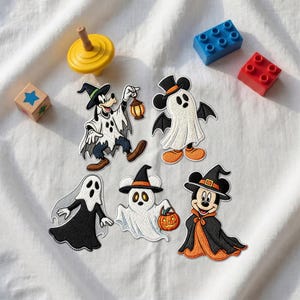 Vintage Disney Mickey Spook Custom Geborduurd Patch, Spooky Retro Park Strijkpatch, Halloween Fan Klittenbandpatch, Decoratie voor Spijkerjas