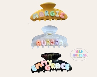 Gepersonaliseerde haarclip met bubbelletters voor kinderen | Haaraccessoire met gepersonaliseerde naam, pastel of neutraal