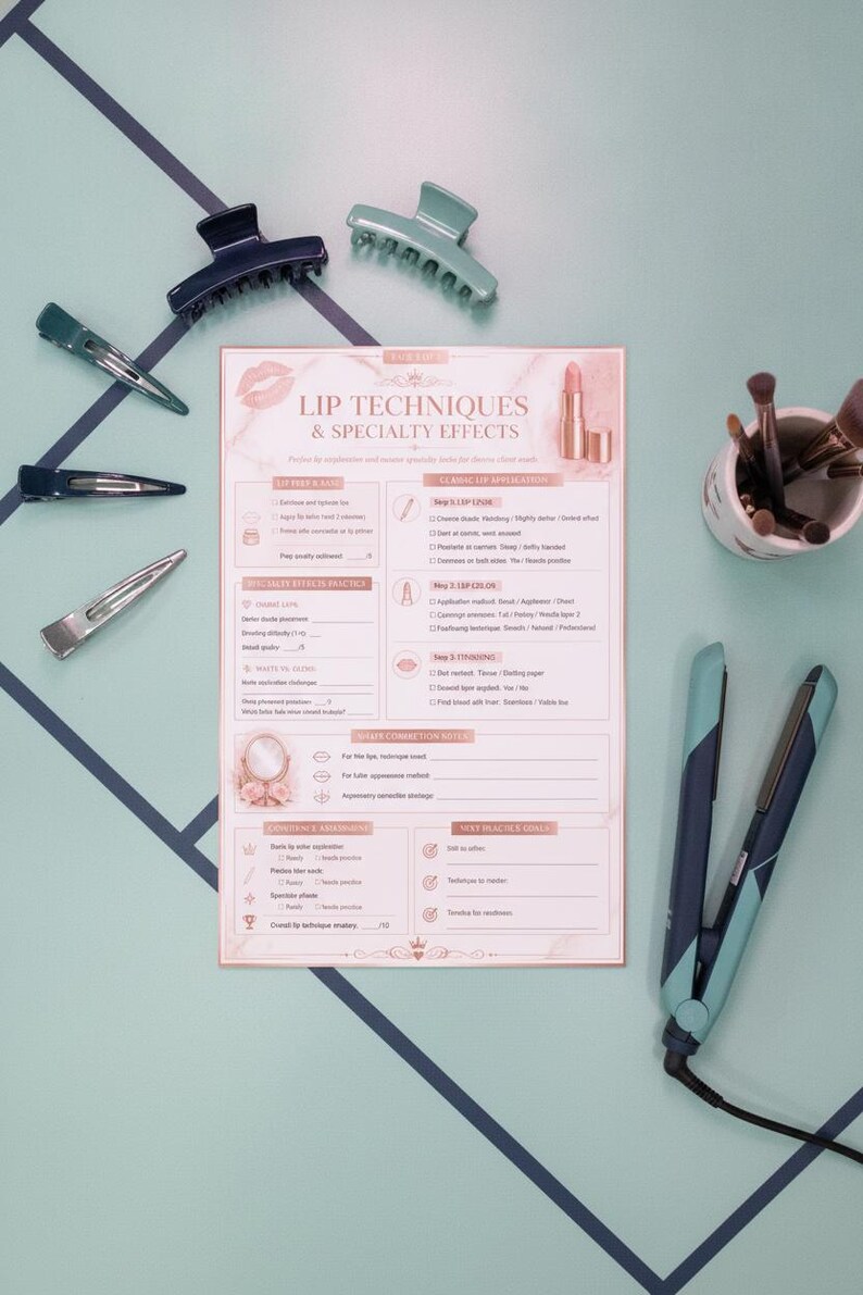 Complete salon staff training printable featuring professional makeup technique reference guide for estheticians
