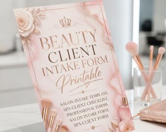 Kundenaufnahmeformular für Kosmetikstudios (druckbar), Vorlage für die Salonaufnahme, Checkliste für Spa-Kunden, professionelle Formulare, Salonaufnahmeformular, Spa-Kundenformular
