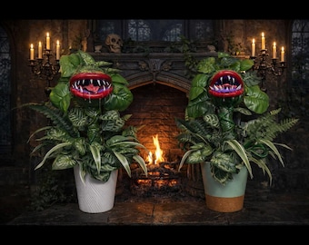 Handgemaakte Venus Fly Trap-sculptuur – angstaanjagend, opvallend plantendecor