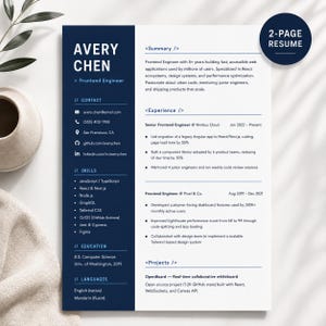 Modern Resume Template Tech Software Engineer CV Developer Resume Canva Editable Instant Download Professional Resume