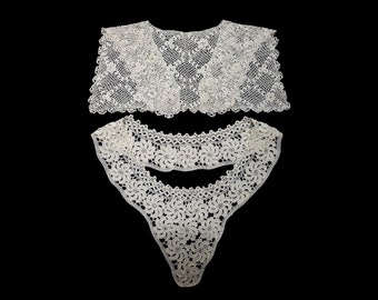 2 Anciens cols blanc crochetés pour femme