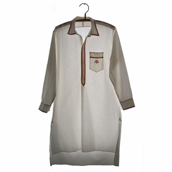 Ancienne chemise de nuit longue blanche, en coton, pour homme