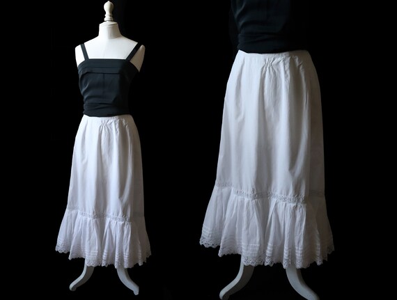 1900 Jupe jupon Ancienne Longue Coton Blanc Et Dentelle Etsy UK