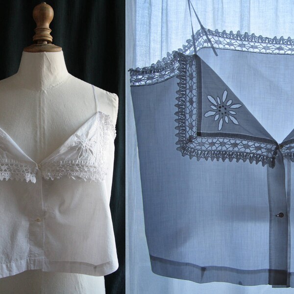 Antique white caraco, lawn and bobbin laces, circa 1910's
