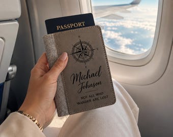 Personalized Vegan Leather Passport Cover | Custom Engraved Travel Holder