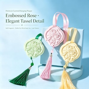 Pet-Safe Rose Embossed Gypsum Hanger, Aromatherapy Car Freshener, Tassel Decor
