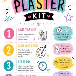 Paint Your Own Plaster Kit Insert Cards – Printable Packaging Inserts (Digital Download)