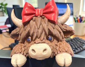 Hand Painted Highland Cow Monitor Decoration