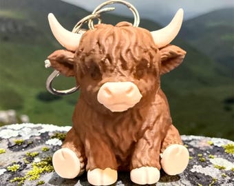 3D Printed Highland Cow Keychain