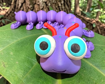 Customizable Articulating Caterpillar Toy: Colorful Desk Decor