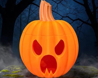 Light Up Scarry Halloween Jack o Lantern with Tea Light model 1