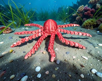 3D Printed Octopus Toy: Articulated Tentacles, Silk Filament