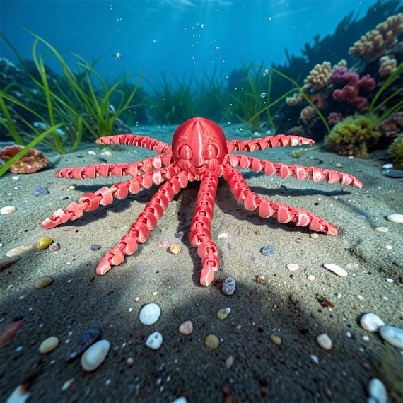 3D Printed Octopus Toy: Articulated Tentacles, Silk Filament