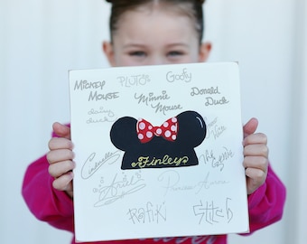 Autograph Board, Disney Character Autograph Board, Minnie Mouse Ears Wall Art, Disney Parks Autograph Board