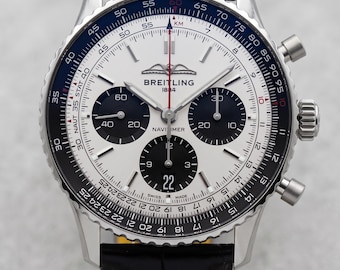 Vintage Breitling Navitimer B01 Chronograph 43mm Men's Watch, Leather Strap Pilot Timepiece