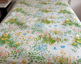 Vintage floral sheet set wildflowers and butterflies Twin size