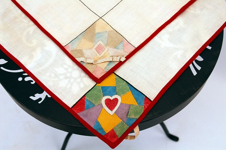1950s bridge tabel cloth square game table cloth card table linen painted cloth
