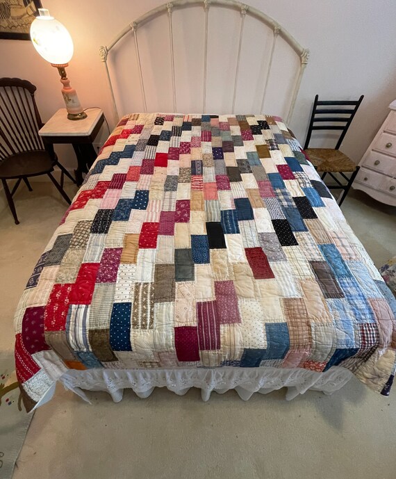1800s Quilt Handmade Patchwork Size 75 X 81 Etsy