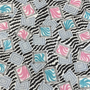 Jaren &#39;30 meelzak stof nieuwigheid print roze grijs aqua katoen 36 x 43 &quot;