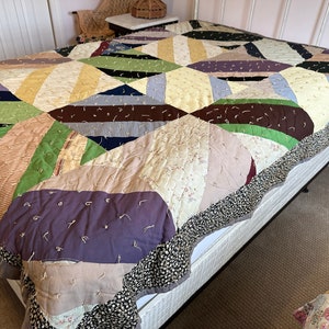 Vintage handgebundener Streifen Quilt 83x180cm