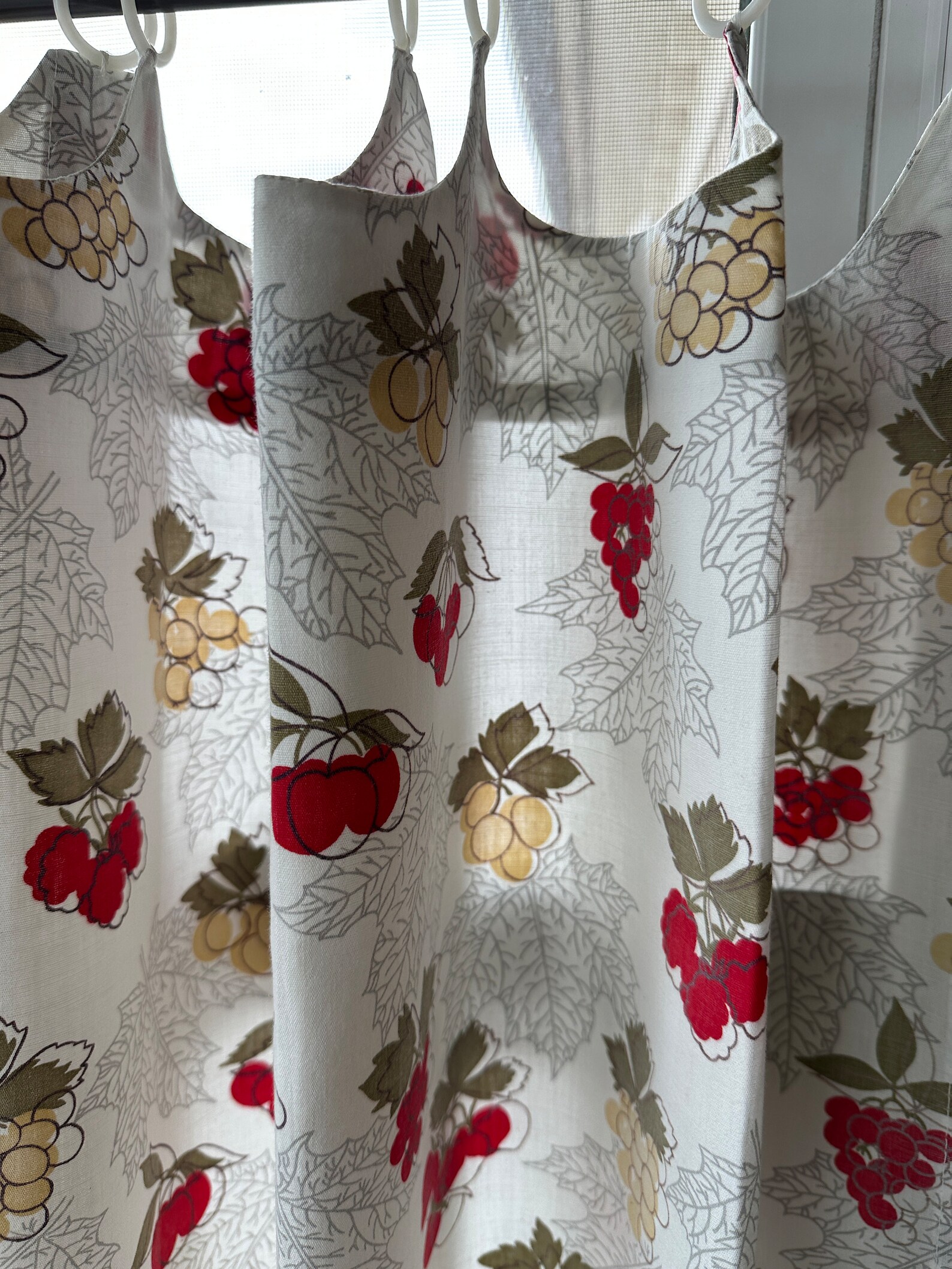 Vintage Cafe Curtains Three Panels With Grapes Cherries and Etsy