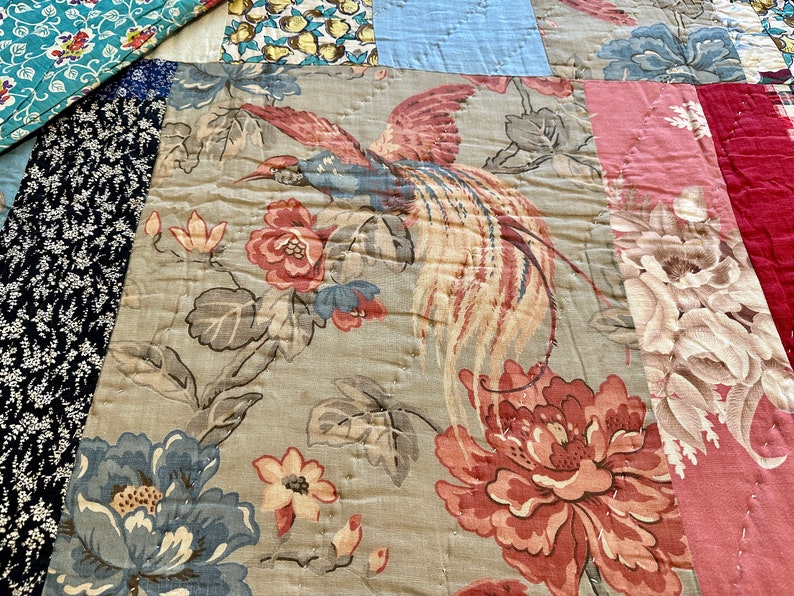 1930s/40s Scrappy Patchwork Quilt With Floral Backing Size 70" X 87" - Etsy