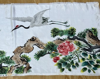 手織りシルク中国刺繍 - 8羽の鶴（120 cm X 73 cm）#2 - Etsy 日本
