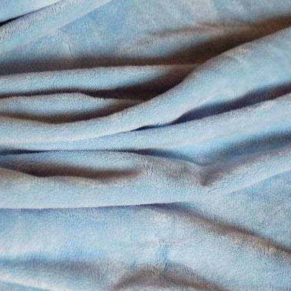 Blue minkee minky fabric remnants baby fabric sewing supply quilt fabric soft velvety fabric