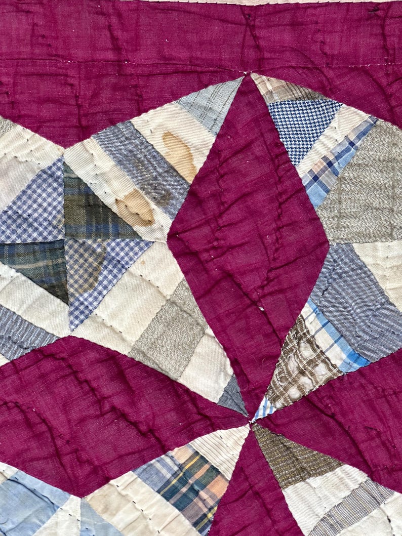 Antique Star Pinwheel Quilt: Hand Pieced String Quilt (69x78 Inches) - Etsy