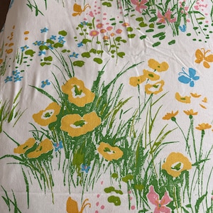 Vintage floral sheet set wildflowers and butterflies Twin size