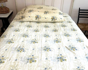 Juego de sábanas de muselina con estampado floral azul vintage de Statepride, tamaño matrimonial.