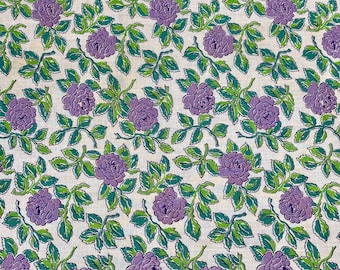 1930s/40s feed sack fabric purple roses 38 x 38