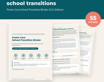 Foster Care School Transition Binder US Edition | Fillable Printable