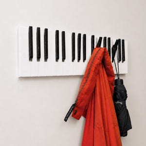 Piano Coat Rack, Wooden Wall Mounted Hooks, Entryway Organizer, Music Teacher Gift, Piano Lover Gift, Musical Wall Decor