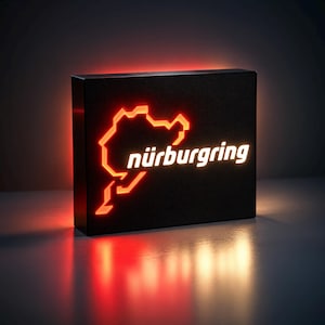Scatola luminosa a LED Nürburgring – Decorazione Nordschleife Motorsport – Dimmerabile – USB – Regalo per garage da corsa